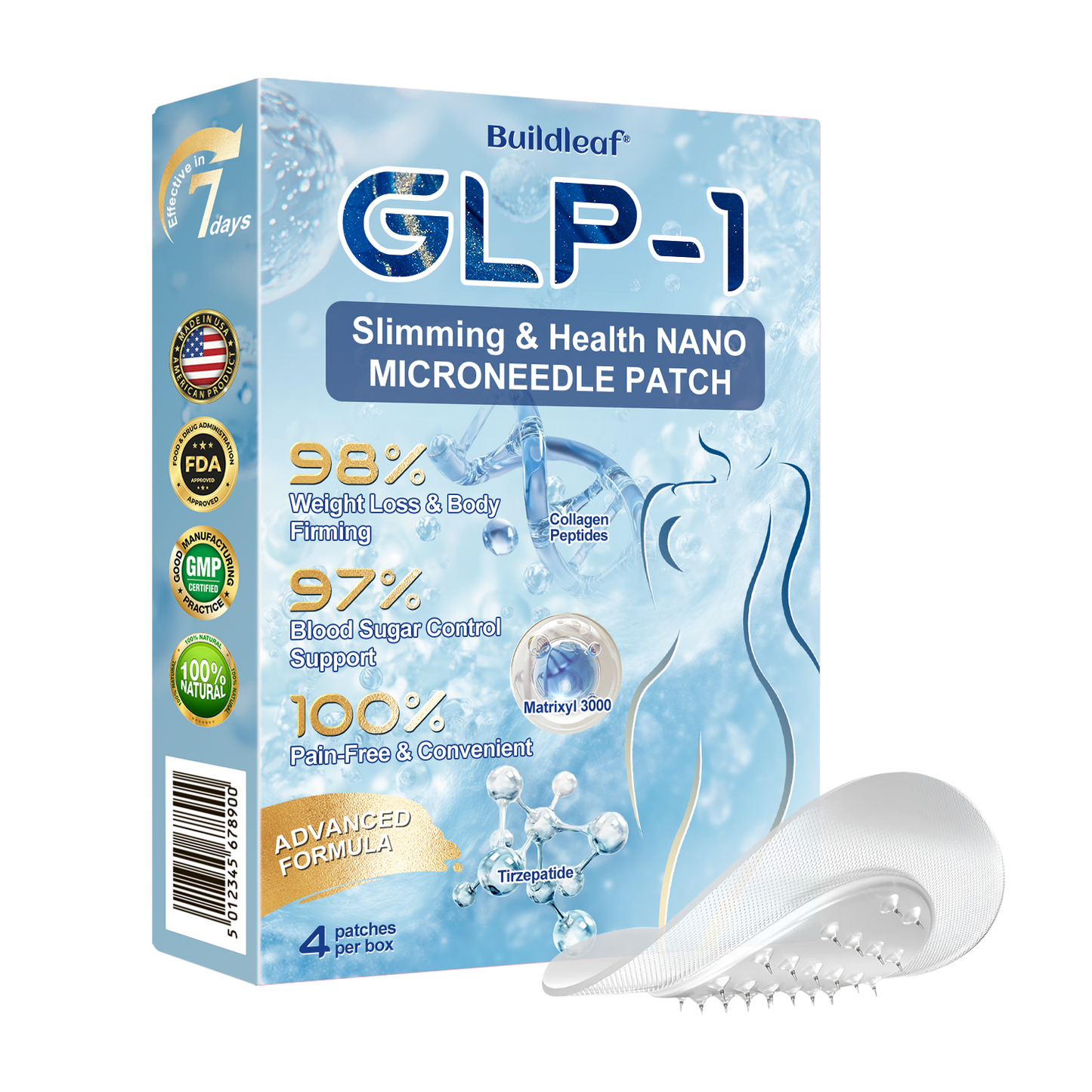 "Last 30 Minutes: Buy One, Get One Free!" Buildleaf® Tirzepatide Nano Microneedle Patch with Collagen & Matrixyl 3000 丨Targets Obesity, Loose Skin, High Blood Pressure, Diabetes, Fatty Liver, Joint Pain, Brain Fog, Low Energy, Body Aches, and More 03