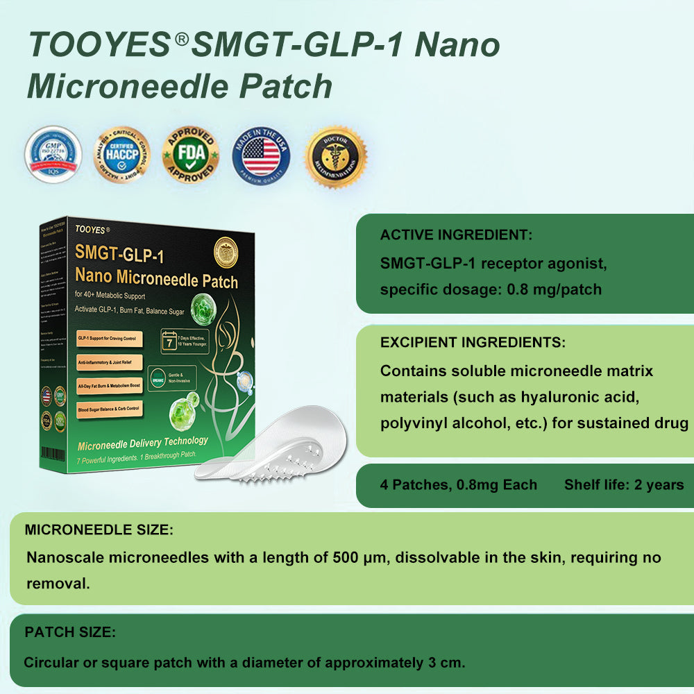 TOOYES® SMGT-GLP-1 𝖲𝗅𝗂𝗆𝗆𝗂𝗇𝗀 & 𝖧𝖾𝖺𝗅𝗍𝗁 𝖭𝖠𝖭𝖮 𝖬𝖨𝖢𝖱𝖮𝖭𝖤𝖤𝖣𝖫𝖤 𝖯𝖠𝖳𝖢𝖧 🇺🇸👩‍⚕️ (𝖹𝖾𝗋𝗈 𝖯𝖺𝗂𝗇, 𝟤𝟦/𝟩 𝖱𝖾𝗅𝖾𝖺𝗌𝖾 | 𝖫𝗈𝗌𝖾 𝟤𝟢𝗅𝖻𝗌 𝖥𝖠𝖲𝖳 |✨𝖳𝗂𝗀𝗁𝗍𝖾𝗇𝗌 𝖫𝗈𝗈𝗌𝖾 𝖲𝗄𝗂𝗇 ) 👩‍⚕️