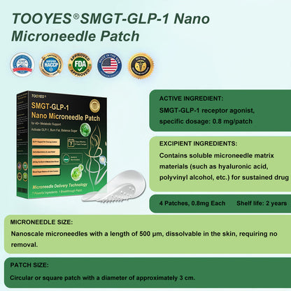 TOOYES® SMGT-GLP-1 𝖲𝗅𝗂𝗆𝗆𝗂𝗇𝗀 & 𝖧𝖾𝖺𝗅𝗍𝗁 𝖭𝖠𝖭𝖮 𝖬𝖨𝖢𝖱𝖮𝖭𝖤𝖤𝖣𝖫𝖤 𝖯𝖠𝖳𝖢𝖧 🇺🇸👩‍⚕️ (𝖹𝖾𝗋𝗈 𝖯𝖺𝗂𝗇, 𝟤𝟦/𝟩 𝖱𝖾𝗅𝖾𝖺𝗌𝖾 | 𝖫𝗈𝗌𝖾 𝟤𝟢𝗅𝖻𝗌 𝖥𝖠𝖲𝖳 |✨𝖳𝗂𝗀𝗁𝗍𝖾𝗇𝗌 𝖫𝗈𝗈𝗌𝖾 𝖲𝗄𝗂𝗇 ) 👩‍⚕️