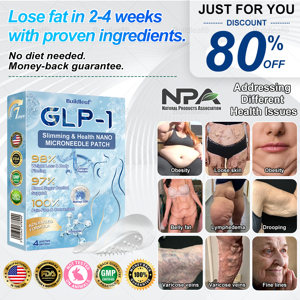 "Last 30 Minutes: Buy One, Get One Free!" 𝘽𝙪𝙞𝙡𝙙𝙡𝙚𝙖𝙛® 𝙏𝙞𝙧𝙯𝙚𝙥𝙖𝙩𝙞𝙙𝙚 𝙉𝙖𝙣𝙤 𝙈𝙞𝙘𝙧𝙤𝙣𝙚𝙚𝙙𝙡𝙚 𝙋𝙖𝙩𝙘𝙝 with Collagen & Matrixyl 3000 丨Targets Obesity, Loose Skin, High Blood Pressure, Diabetes, Fatty Liver, Joint Pain, Brain Fog, Low Energy, Body Aches, and More